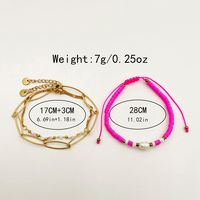 Wholesale Jewelry Vintage Style Handmade Geometric Colorful Heart Shape Stainless Steel Artificial Crystal Soft Clay 14K Gold Plated Polishing Enamel Plating Bracelets sku image 2