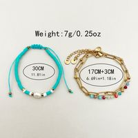 Wholesale Jewelry Vintage Style Handmade Geometric Colorful Heart Shape Stainless Steel Artificial Crystal Soft Clay 14K Gold Plated Polishing Enamel Plating Bracelets sku image 3
