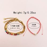 Wholesale Jewelry Handmade Simple Style Geometric Colorful Leaves 304 Stainless Steel Artificial Crystal 14K Gold Plated Polishing Enamel Plating Bracelets main image 5