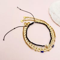 Wholesale Jewelry Handmade Simple Style Geometric Colorful Leaves 304 Stainless Steel Artificial Crystal 14K Gold Plated Polishing Enamel Plating Bracelets main image 3