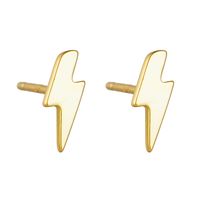 1 Pair Ig Style Lightning Plating Sterling Silver 14k Gold Plated Ear Studs main image 5