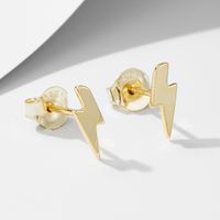 1 Pair Ig Style Lightning Plating Sterling Silver 14k Gold Plated Ear Studs main image 7