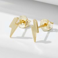 1 Pair Ig Style Lightning Plating Sterling Silver 14k Gold Plated Ear Studs main image 1