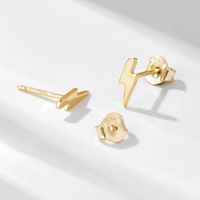 1 Pair Ig Style Lightning Plating Sterling Silver 14k Gold Plated Ear Studs main image 6