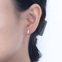 1 Pair Ig Style Lightning Plating Sterling Silver 14k Gold Plated Ear Studs main image 4