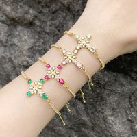 Fashion Simple Style Cross Copper Plating Inlay Zircon 18k Gold Plated Bracelets main image 1