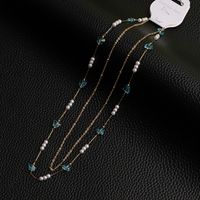 Lady Sweet Butterfly Stainless Steel Artificial Crystal Artificial Pearl Beaded Plating Gold Plated Layered Necklaces main image 3