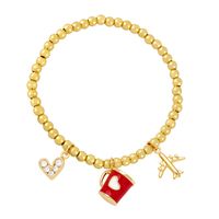 Ig Style Fashion Sweet Cup Heart Shape Airplane Copper Beaded Inlay Zircon Bracelets sku image 5
