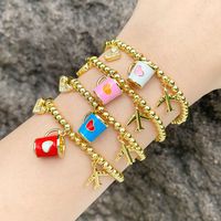 Ig Style Fashion Sweet Cup Heart Shape Airplane Copper Beaded Inlay Zircon Bracelets main image 1