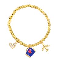 Ig Style Fashion Sweet Cup Heart Shape Airplane Copper Beaded Inlay Zircon Bracelets sku image 2