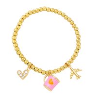 Ig Style Fashion Sweet Cup Heart Shape Airplane Copper Beaded Inlay Zircon Bracelets main image 6