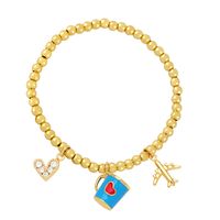 Ig Style Fashion Sweet Cup Heart Shape Airplane Copper Beaded Inlay Zircon Bracelets main image 5