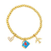 Ig Style Fashion Sweet Cup Heart Shape Airplane Copper Beaded Inlay Zircon Bracelets sku image 1