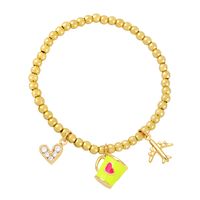 Estilo Ig Moda Dulce Taza Forma De Corazón Avión Cobre Con Cuentas Embutido Circón Pulsera main image 4