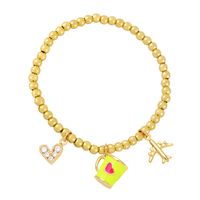 Ig Style Fashion Sweet Cup Heart Shape Airplane Copper Beaded Inlay Zircon Bracelets sku image 6