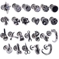 1 Piece Casual Skull Plating Stainless Steel Ear Studs main image 1