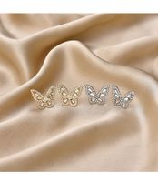 1 Pair Fashion Heart Shape Flower Bow Knot Copper Inlay Artificial Pearls Zircon Earrings sku image 3