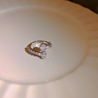 Einfacher Stil Geometrisch Kupfer Inlay Künstliche Edelsteine Offener Ring sku image 2