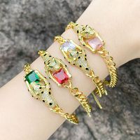Hip-hop Exaggerated Fashion Cheetah Copper Plating Inlay Zircon 18k Gold Plated Bracelets main image 1