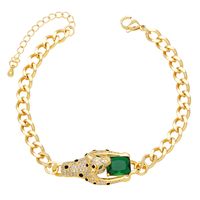 Hip-hop Exaggerated Fashion Cheetah Copper Plating Inlay Zircon 18k Gold Plated Bracelets main image 6