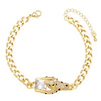 Hip-hop Exaggerated Fashion Cheetah Copper Plating Inlay Zircon 18k Gold Plated Bracelets main image 4