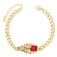 Hip-hop Exaggerated Fashion Cheetah Copper Plating Inlay Zircon 18k Gold Plated Bracelets main image 2