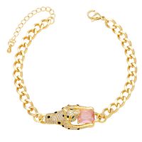 Hip-hop Exaggerated Fashion Cheetah Copper Plating Inlay Zircon 18k Gold Plated Bracelets main image 3