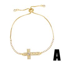 Fashion Simple Style Cross Copper Plating Inlay Zircon 18k Gold Plated Bracelets main image 2
