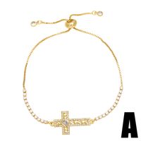 Fashion Simple Style Cross Copper Plating Inlay Zircon 18k Gold Plated Bracelets sku image 1