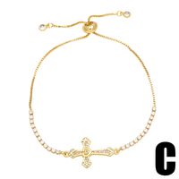 Fashion Simple Style Cross Copper Plating Inlay Zircon 18k Gold Plated Bracelets main image 4
