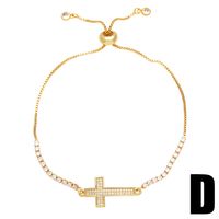 Fashion Simple Style Cross Copper Plating Inlay Zircon 18k Gold Plated Bracelets main image 5