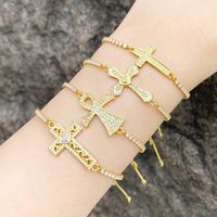 Fashion Simple Style Cross Copper Plating Inlay Zircon 18k Gold Plated Bracelets main image 6
