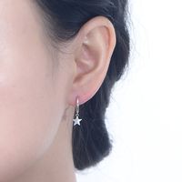 1 Par Estilo Ig Estrella Enchapado Plata Esterlina Rodio Plateado Aretes main image 3