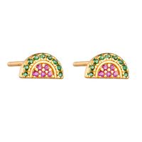 1 Pair Ig Style Watermelon Plating Inlay Sterling Silver Zircon 18k Gold Plated Ear Studs main image 5