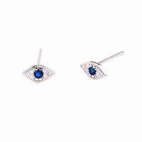 1 Pair Simple Style Eye Inlay Sterling Silver Artificial Gemstones Ear Studs main image 2