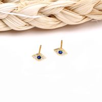1 Pair Simple Style Eye Inlay Sterling Silver Artificial Gemstones Ear Studs main image 1