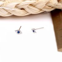 1 Pair Simple Style Eye Inlay Sterling Silver Artificial Gemstones Ear Studs main image 3