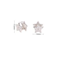 1 Paire Commuer Star Placage Incruster Argent Sterling Zircon Des Boucles D'oreilles sku image 1