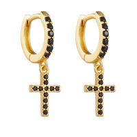1 Pair Ig Style Cross Plating Inlay Sterling Silver Zircon 18k Gold Plated Earrings main image 5