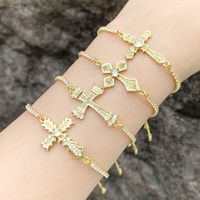 Fashion Simple Style Cross Copper Plating Inlay Zircon 18k Gold Plated Bracelets main image 1