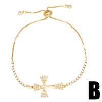 Fashion Simple Style Cross Copper Plating Inlay Zircon 18k Gold Plated Bracelets sku image 2
