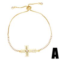 Fashion Simple Style Cross Copper Plating Inlay Zircon 18k Gold Plated Bracelets main image 4