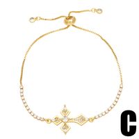 Fashion Simple Style Cross Copper Plating Inlay Zircon 18k Gold Plated Bracelets sku image 3