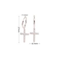 1 Pair Simple Style Cross Inlay Sterling Silver Zircon Drop Earrings sku image 1