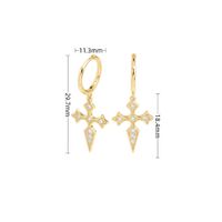 1 Pair Elegant Cross Inlay Sterling Silver Zircon Drop Earrings sku image 2