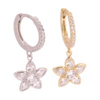 1 Pair Retro Simple Style Flower Inlay Sterling Silver Zircon Drop Earrings main image 5