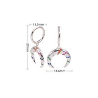 1 Pair Simple Style Moon Inlay Sterling Silver Zircon Drop Earrings sku image 1