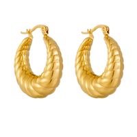 1 Pair Lady U Shape Plating Stainless Steel 18K Gold Plated Hoop Earrings main image 5
