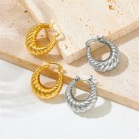 1 Pair Lady U Shape Plating Stainless Steel 18K Gold Plated Hoop Earrings main image 7