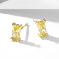1 Pair Simple Style Rectangle Plating Inlay Sterling Silver Zircon 14k Gold Plated Ear Studs main image 7